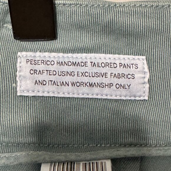 Peserico Sage Green Pleated Wide Leg Gaberdine Tan Silver Hardware Belted Pants - Picture 16 of 16